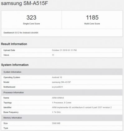 samsung a51 specification processor
