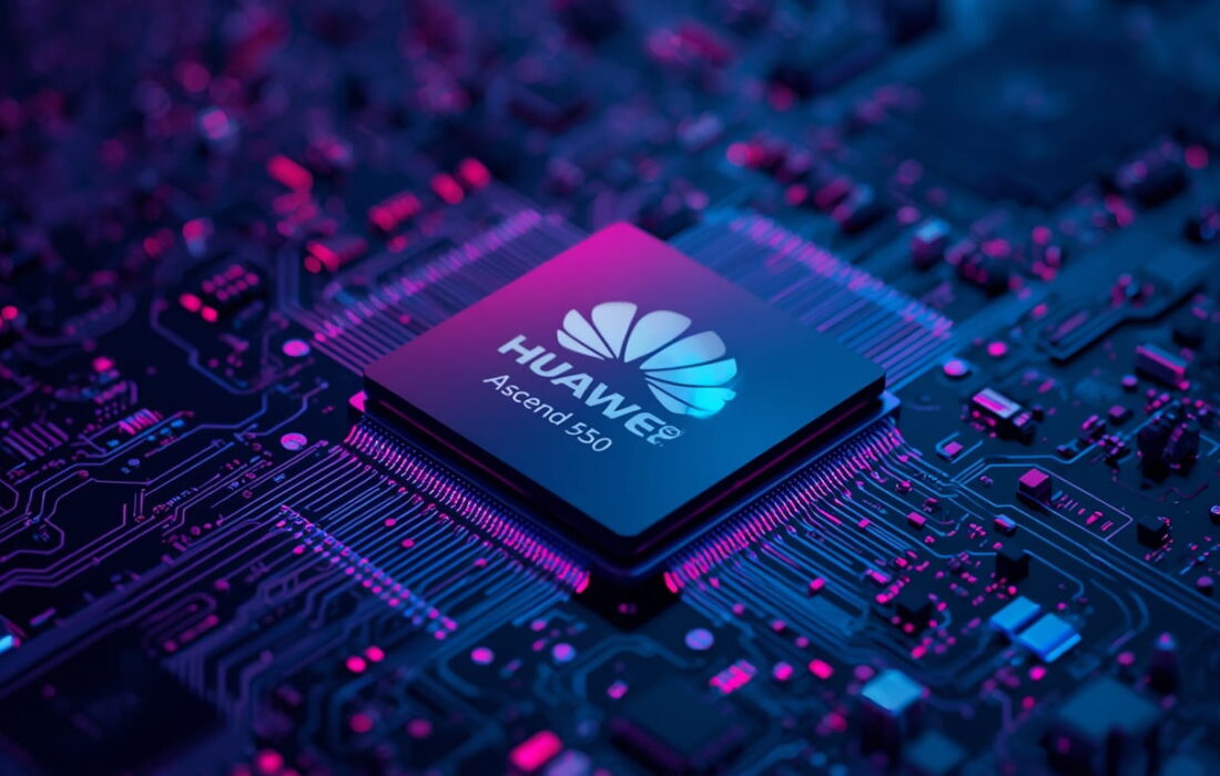 Huawei Ascend 950 AI processor chip on circuit board highlighting China’s semiconductor self-reliance in artificial intelligence 2026